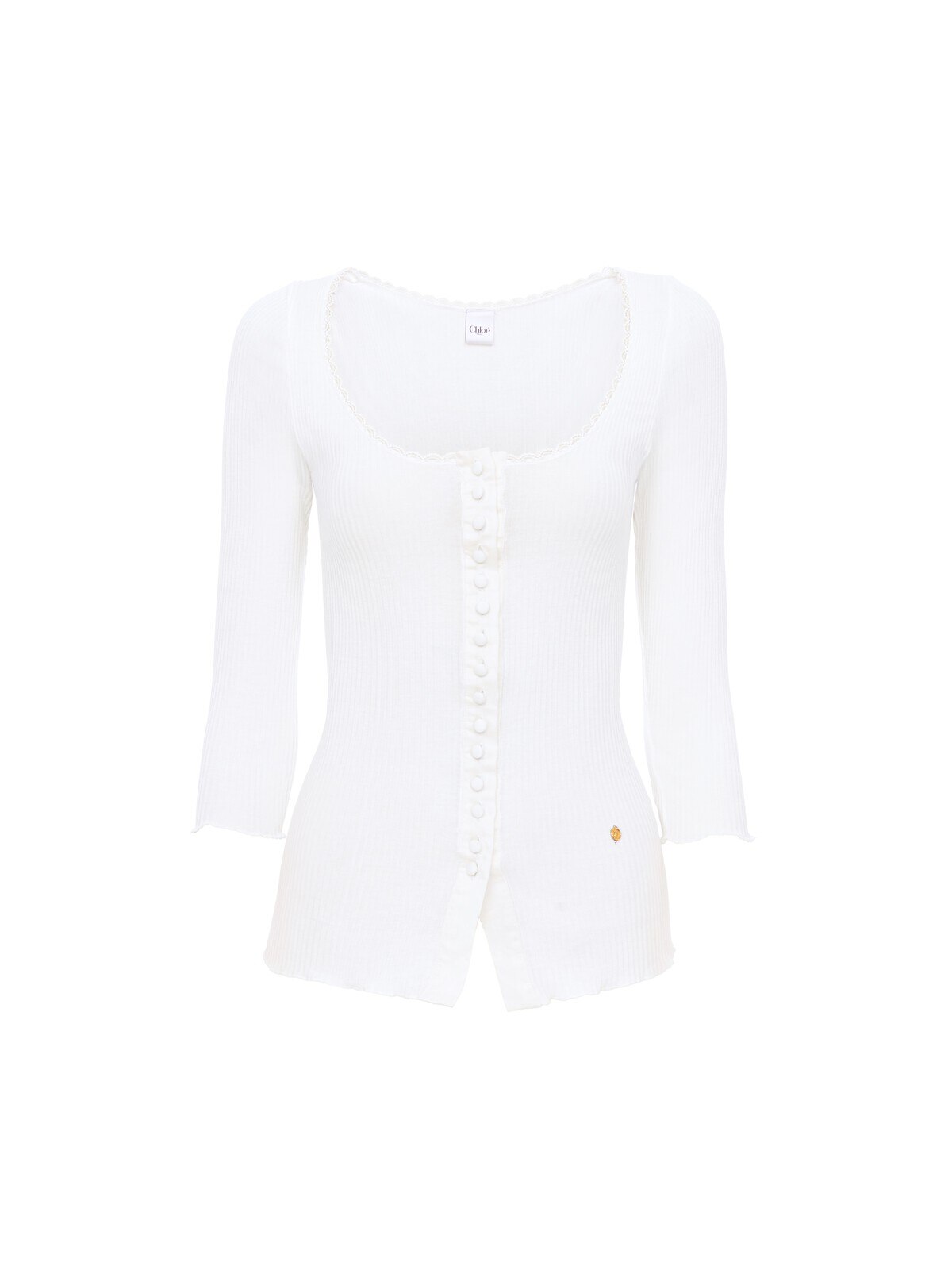 Chloé Scoop-neck fitted cardigan in cotton | Thumbnail 7