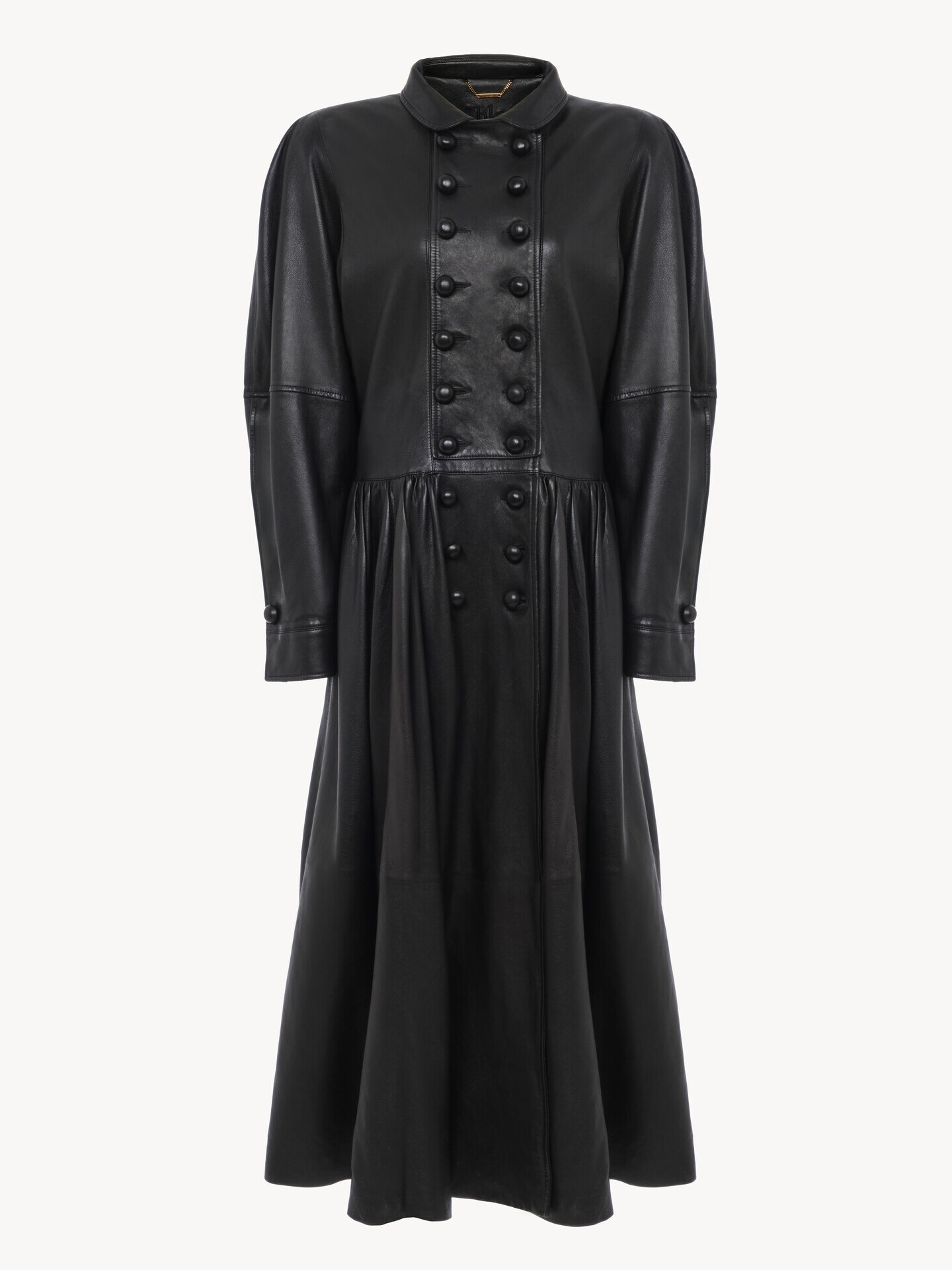 Oversized long riding coat in leather - 2.0