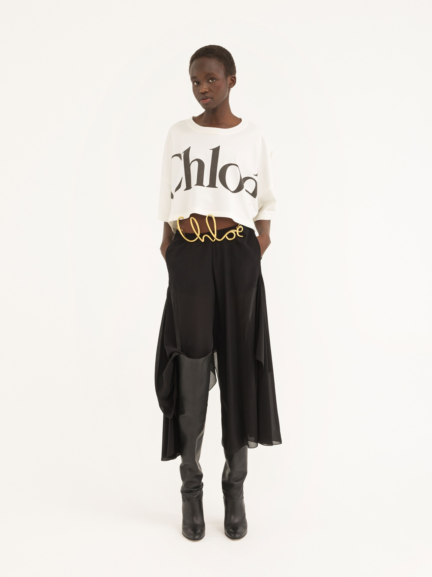 T-shirt court droit en jersey de coton à logo - 3