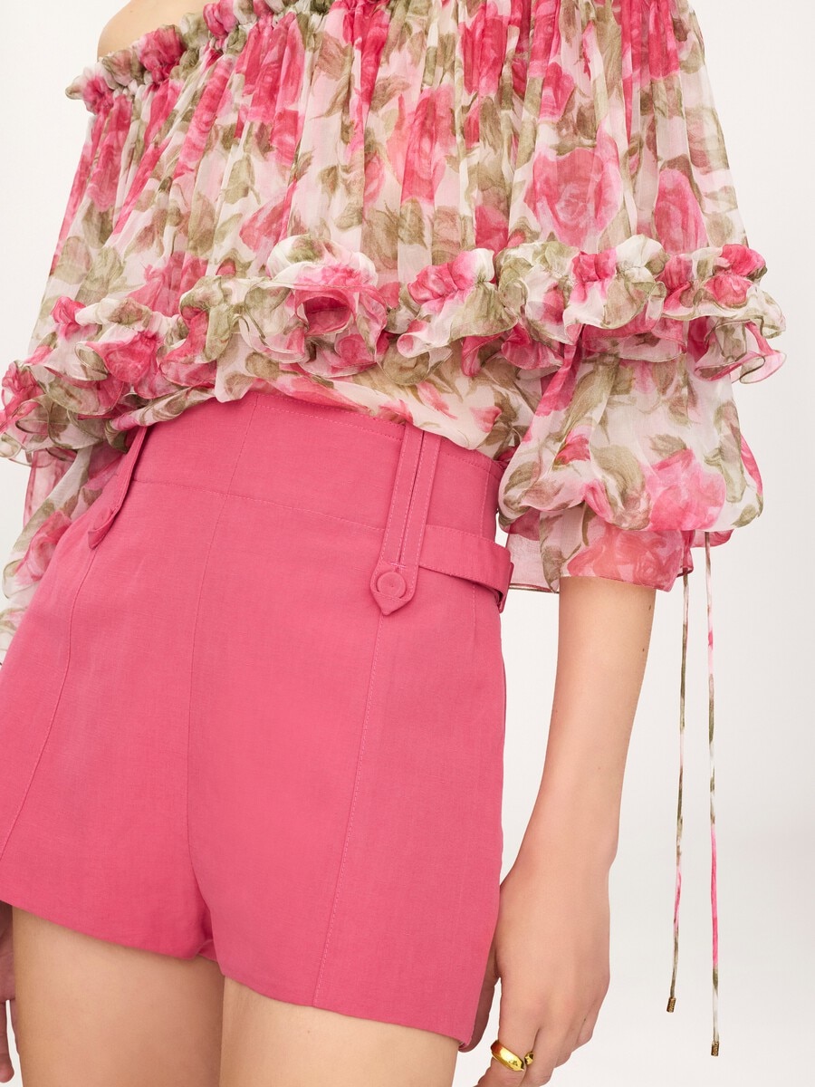 High-rise mini shorts in a linen-cotton mix - 5