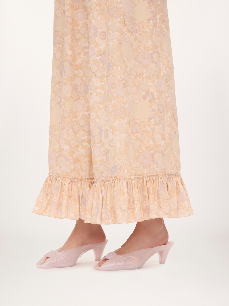 Cropped fluid trousers in cr&ecirc;pe de chine - 6