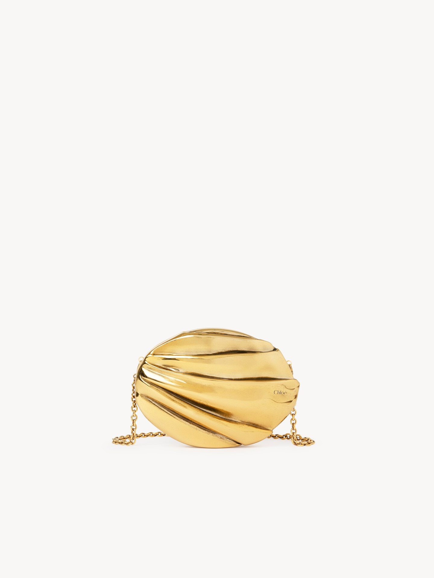 Chlo&eacute; Pliss&eacute; minaudi&egrave;re with chain in copper & brass - 2