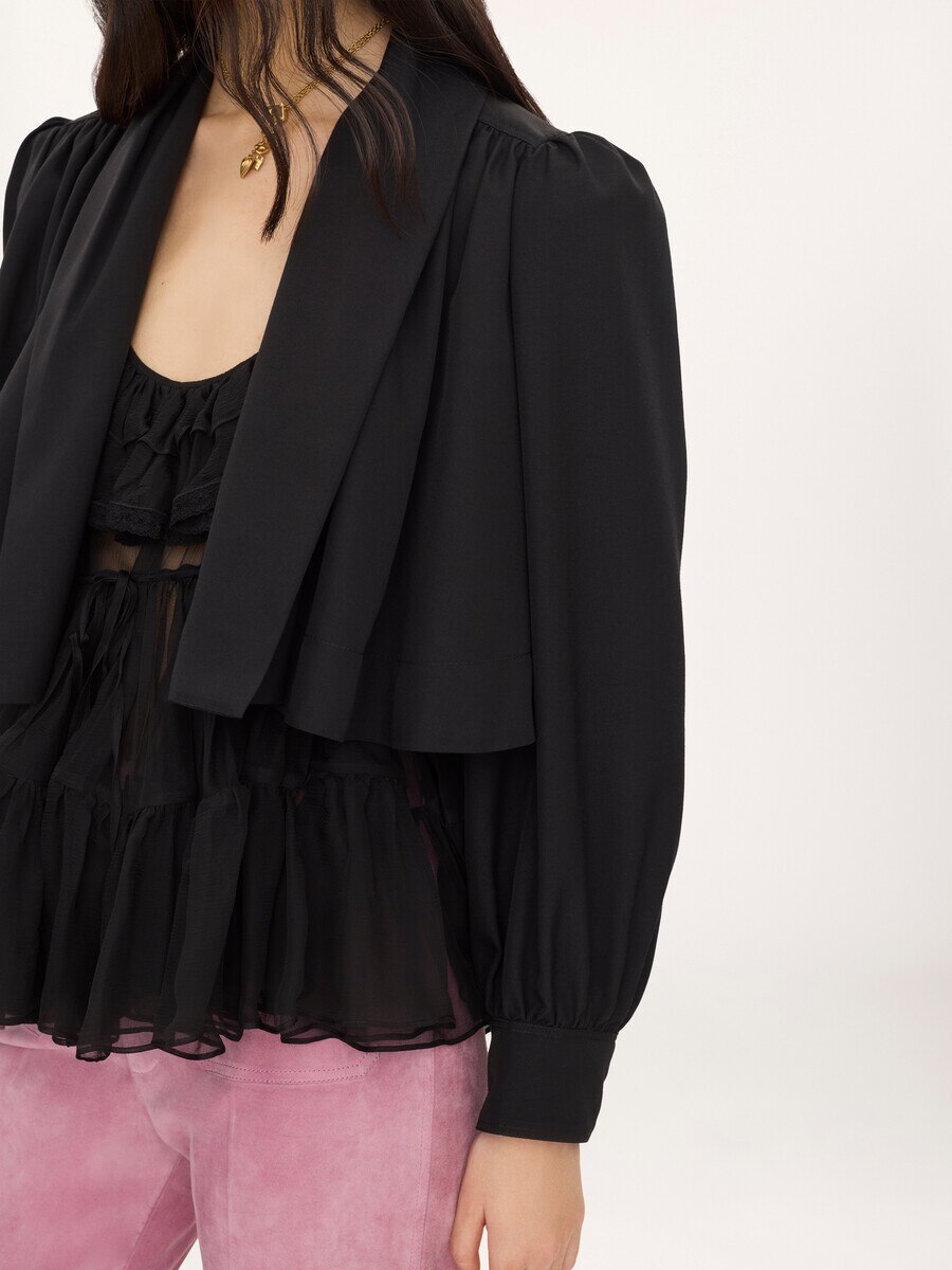 Gathered cropped jacket in washed viscose faille - 5