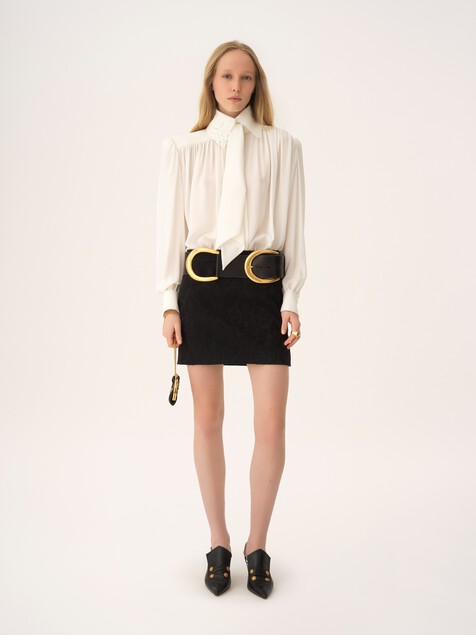 Straight mini skirt in a wool-mix jacquard