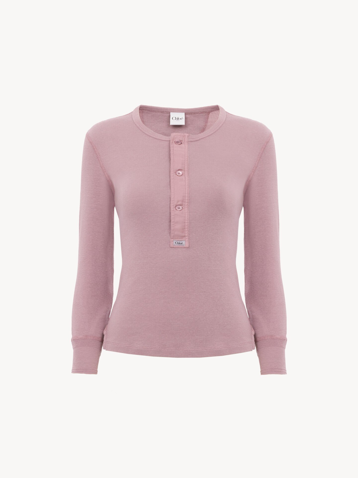 Top henley ajust&eacute; en jersey de coton - 1