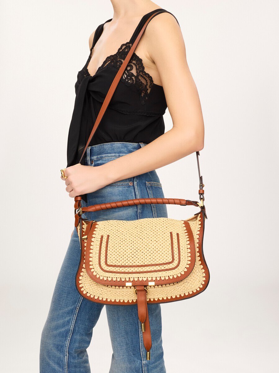 Small Marcie shoulder bag in raffia-effect - 3