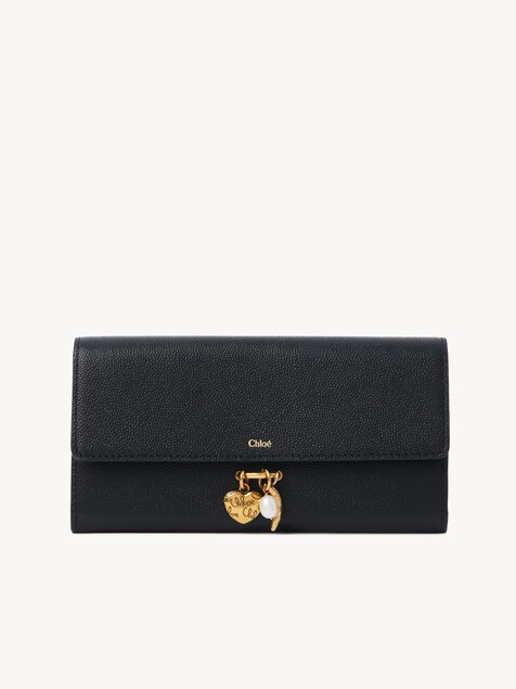 Chlo&eacute; Charms long wallet with flap in grained leather