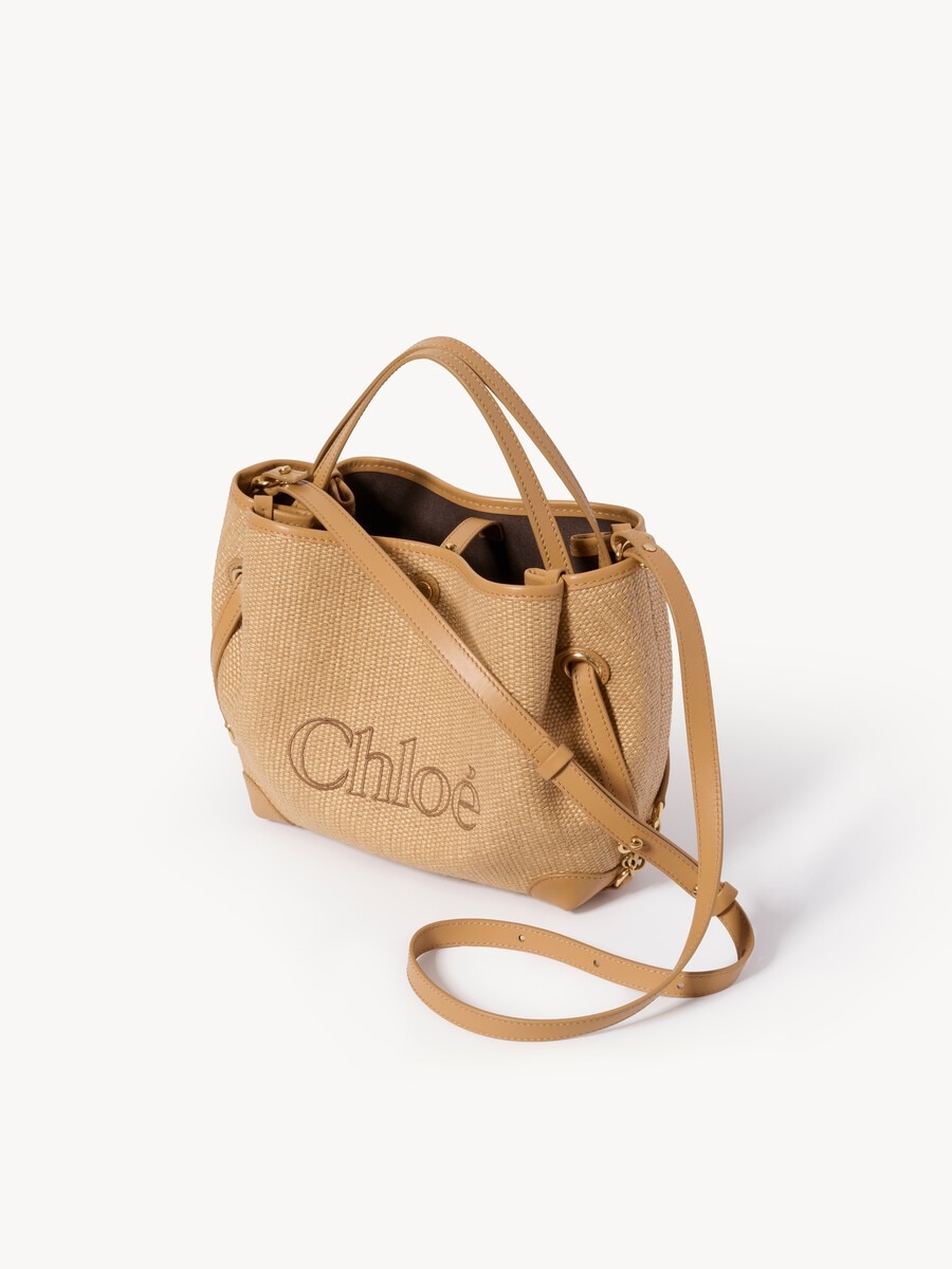Small Chlo&eacute; Clover double carry bag in raffia-effect fibers - 4