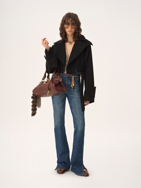 Cropped coat in double-face wool