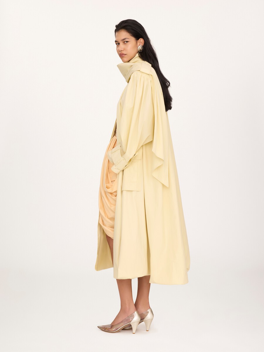 High-neck scarf trench coat in cotton poplin - 5