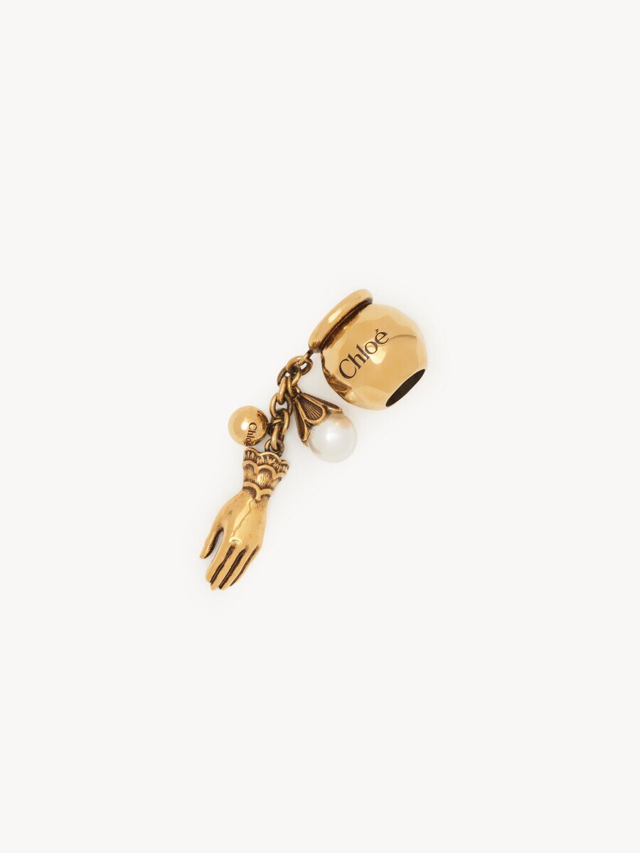 Sphere Hand & Pearl Dice charm for Bracelet bag in brass - 1