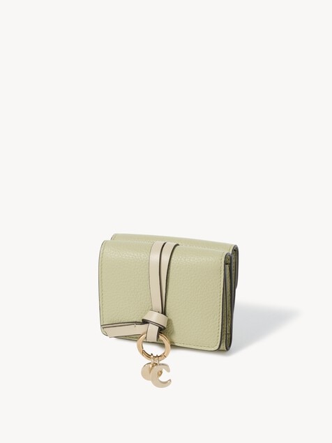 Mini Alphabet tri-fold in grained leather