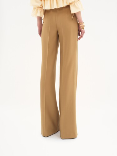 Flared tailored trousers in wool grain de poudre - 5