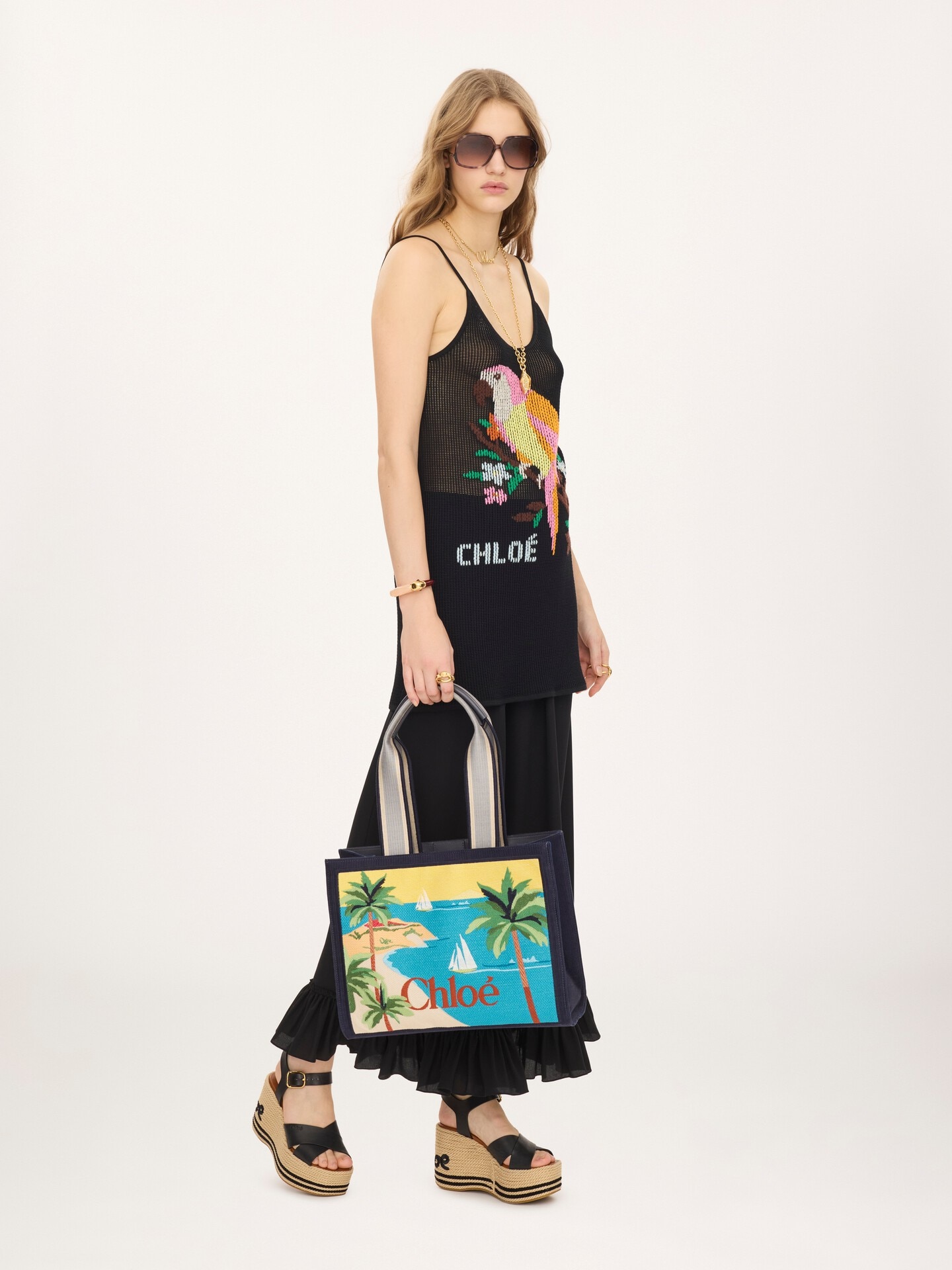 Chlo&eacute; Soleil tote bag in embroidered canvas - 7.0