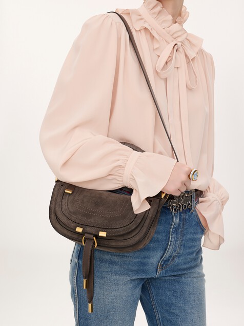 Mini Marcie shoulder bag in suede leather