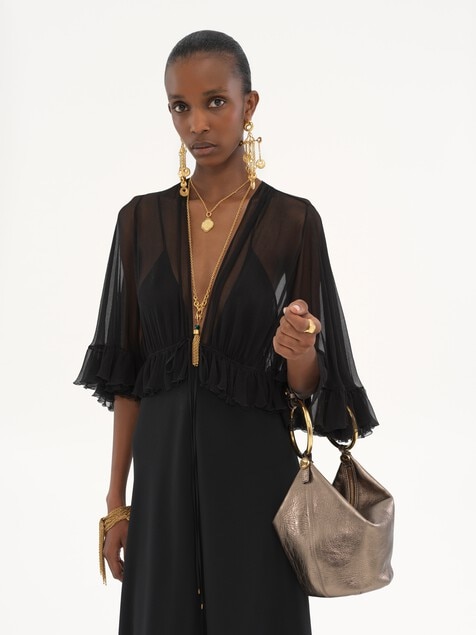 Small Bracelet handbag in metallized leather