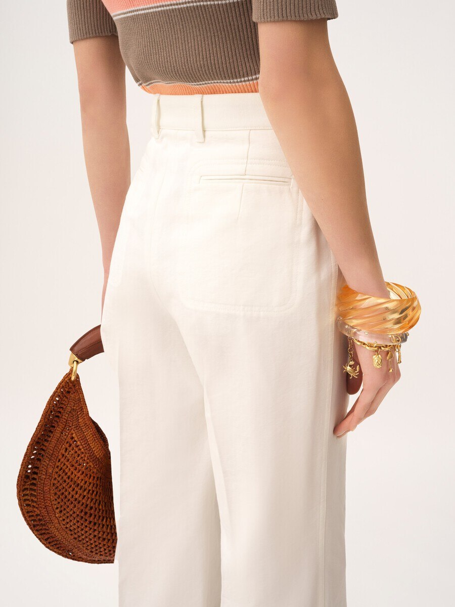 High-rise flared pants in cotton canvas - 6