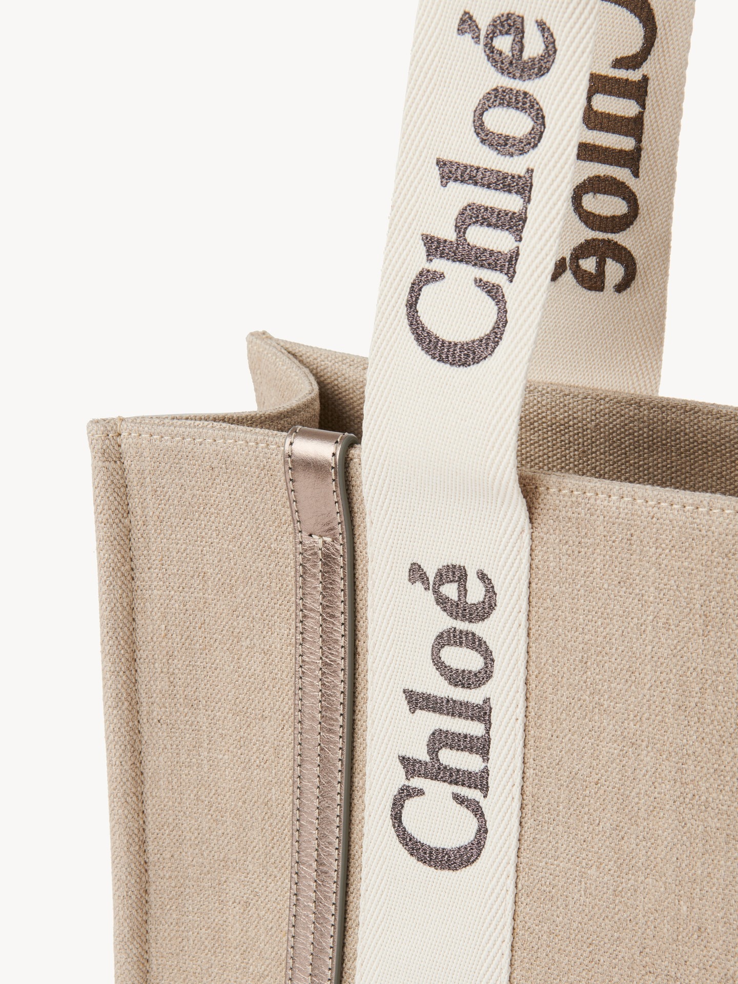 リネン＆レザー製Woodyトートバッグ グレー - Chloé