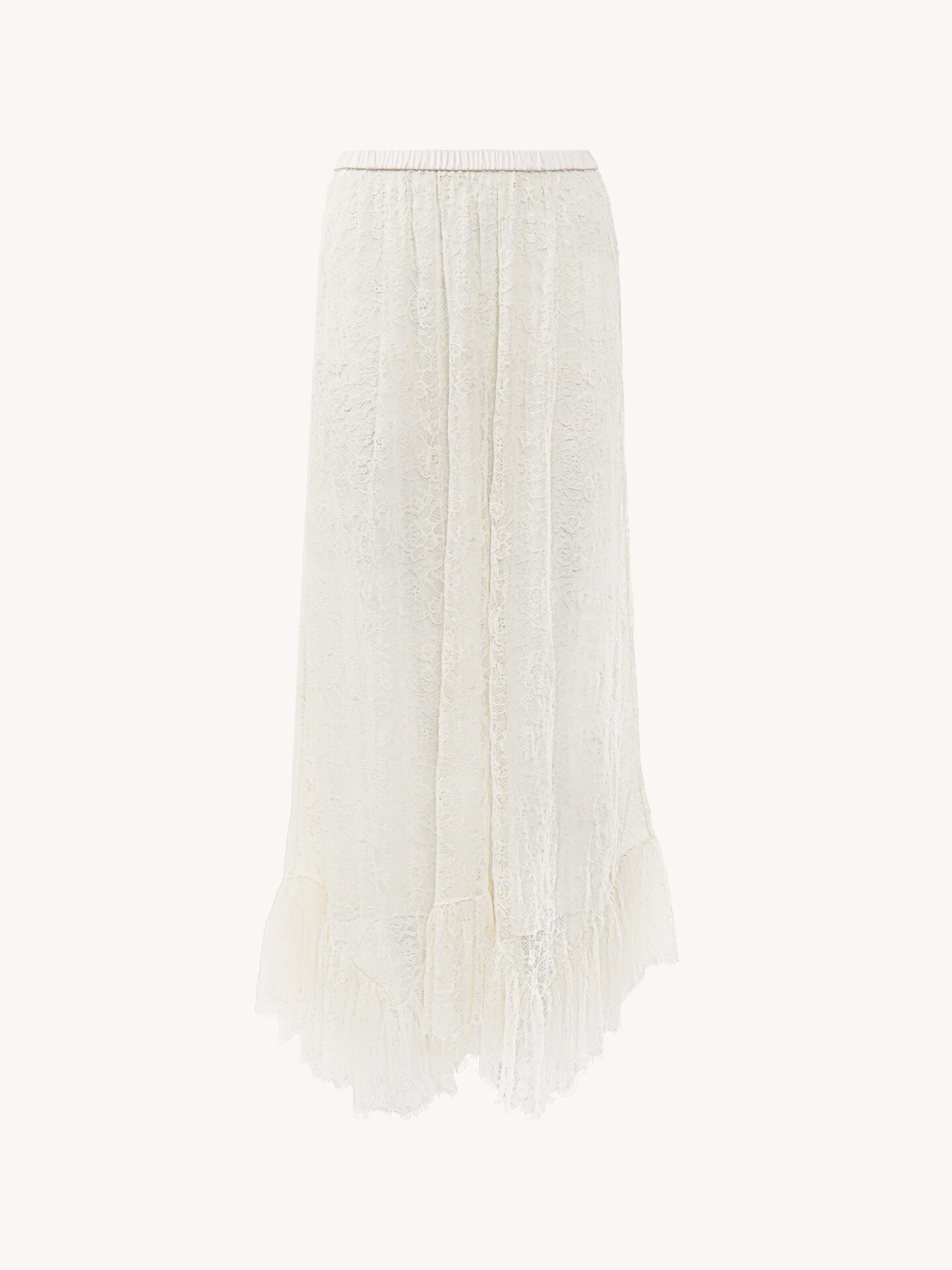 Gonna midi con volant in pizzo jacquard floreale - 2