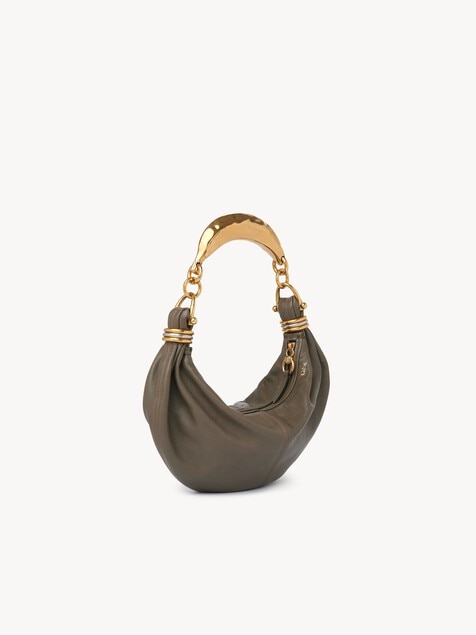 Small Bracelet Hobo Bag in grained leather