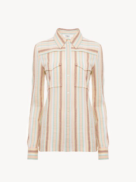 Camisa ajustada de cresp&oacute;n de algod&oacute;n