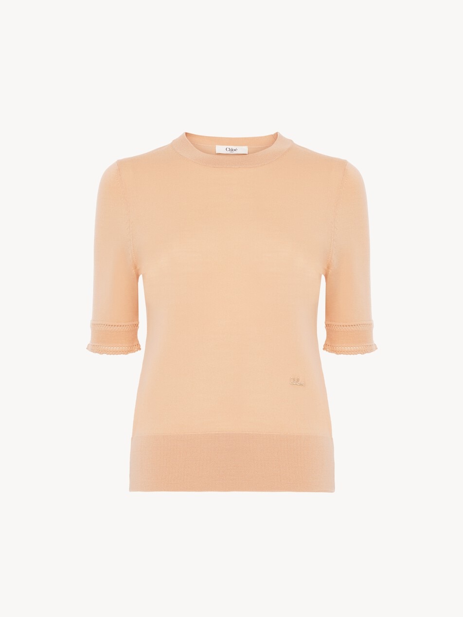 Pullover a maniche corte in maglia di lana
