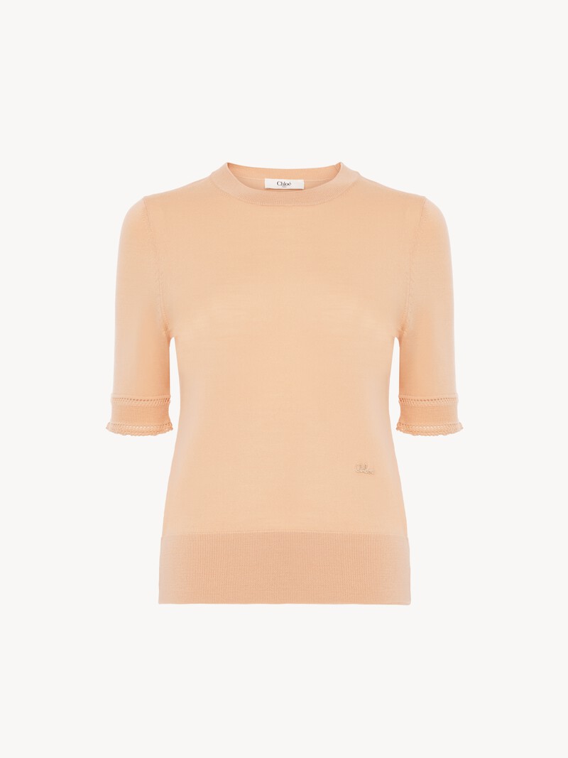 Short-sleeve sweater in a wool knit by Chloé