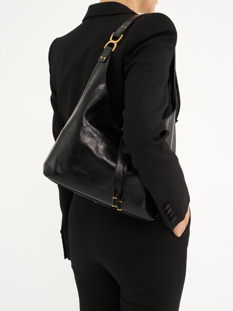 Petit sac hobo Marcie en cuir brillant