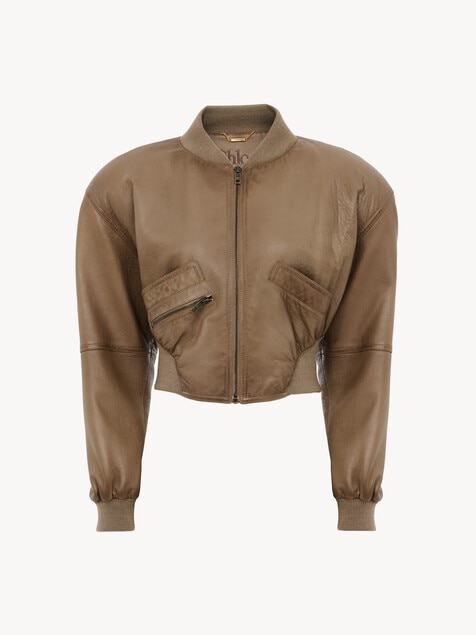 Cropped blouson in leather
