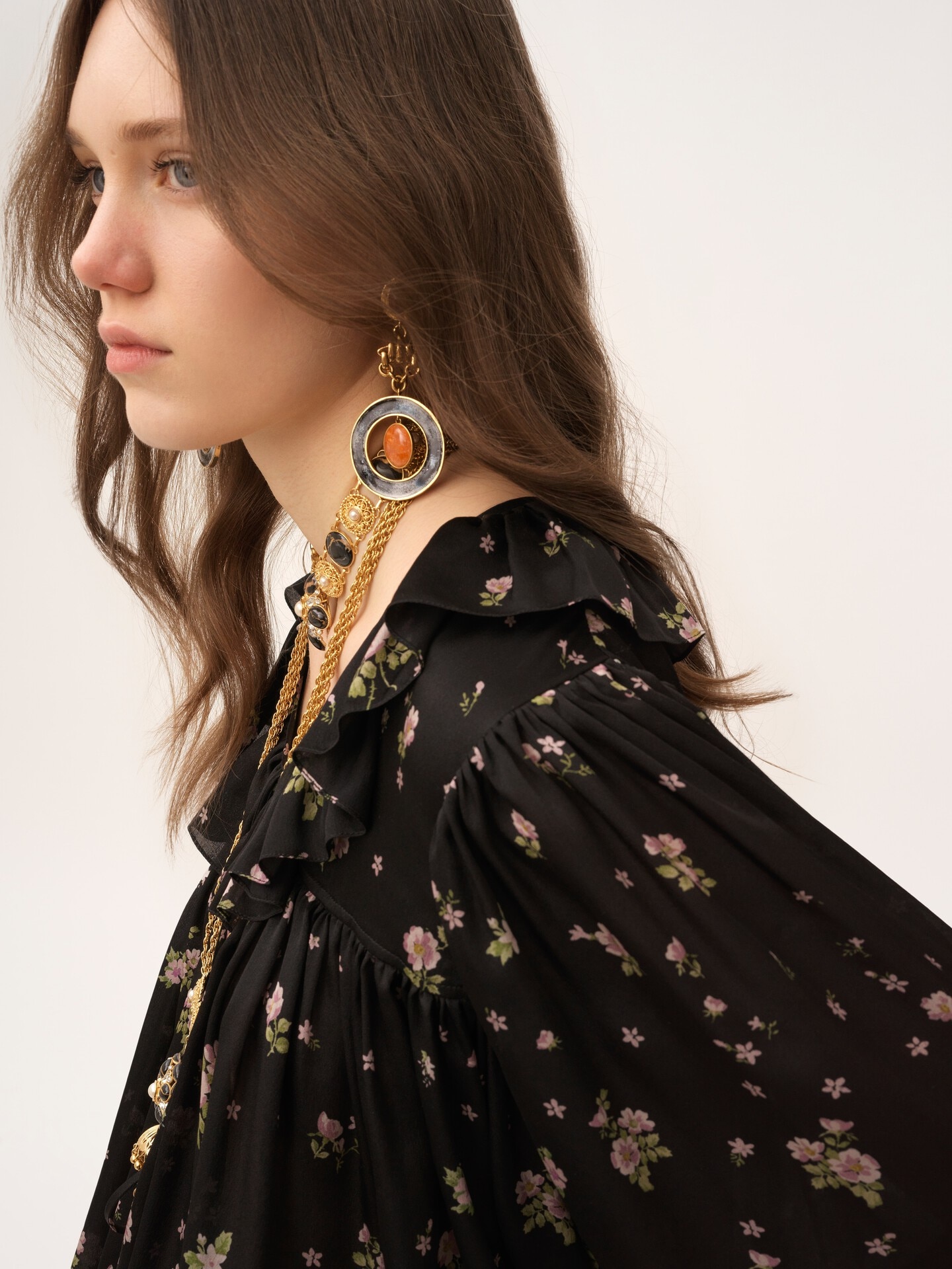 Maxitop avolantado fruncido de seda charmeuse - 4