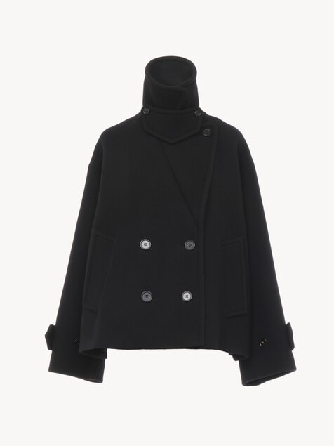 Oversized short coat in wool