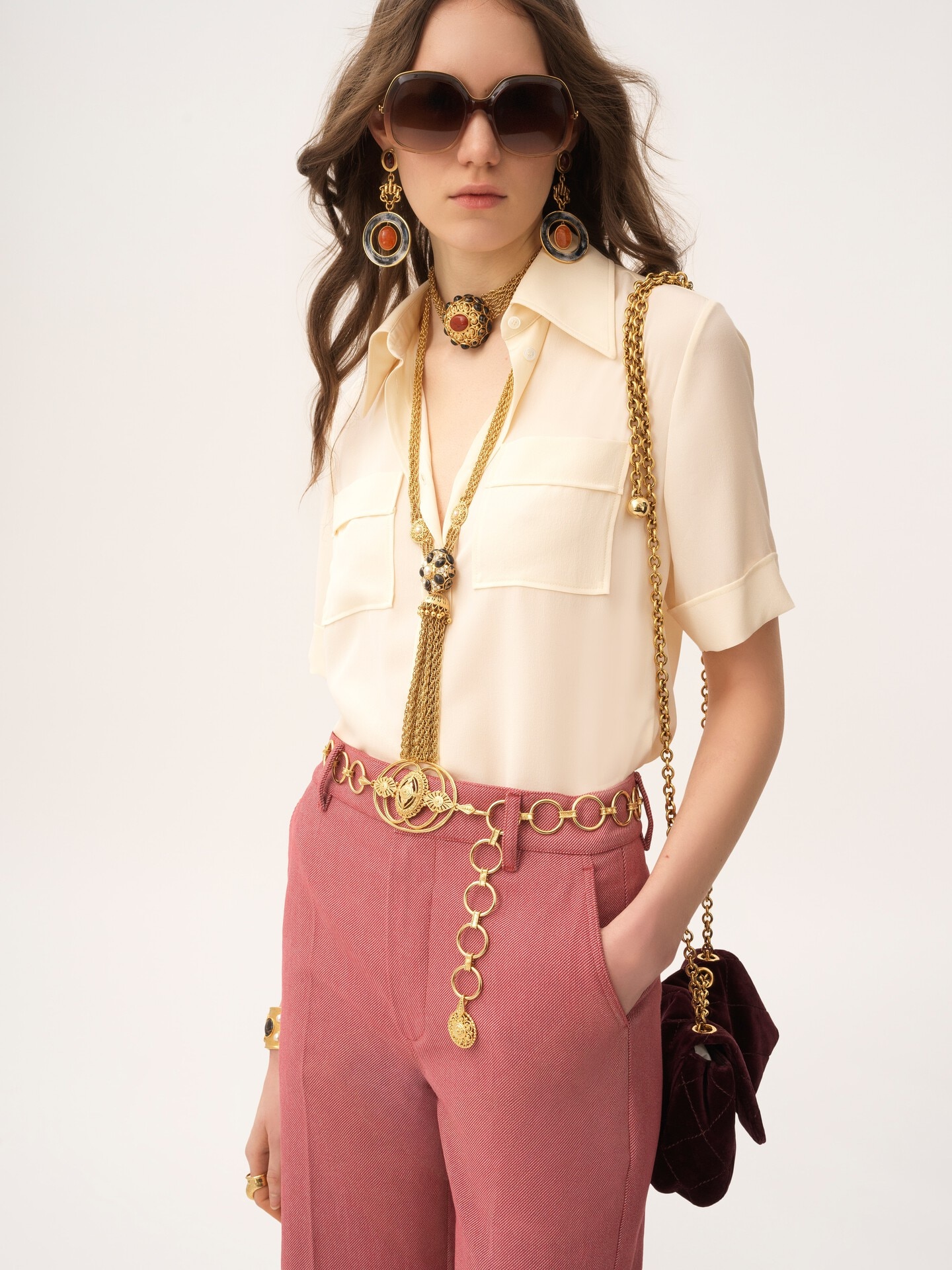 Short-sleeve blouse in cr&ecirc;pe de chine - 4