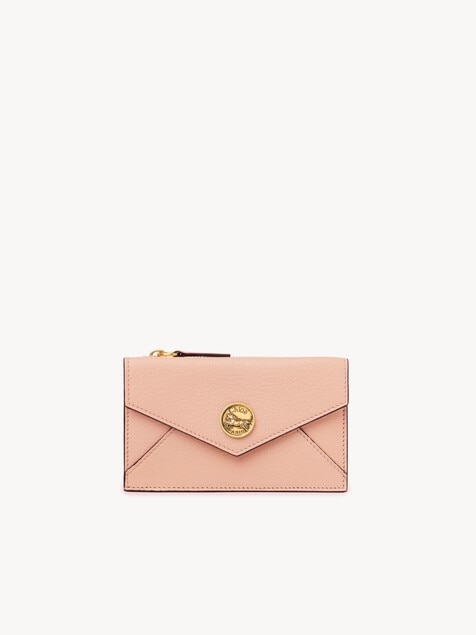 Small Envelope purse with card slots in grained leather