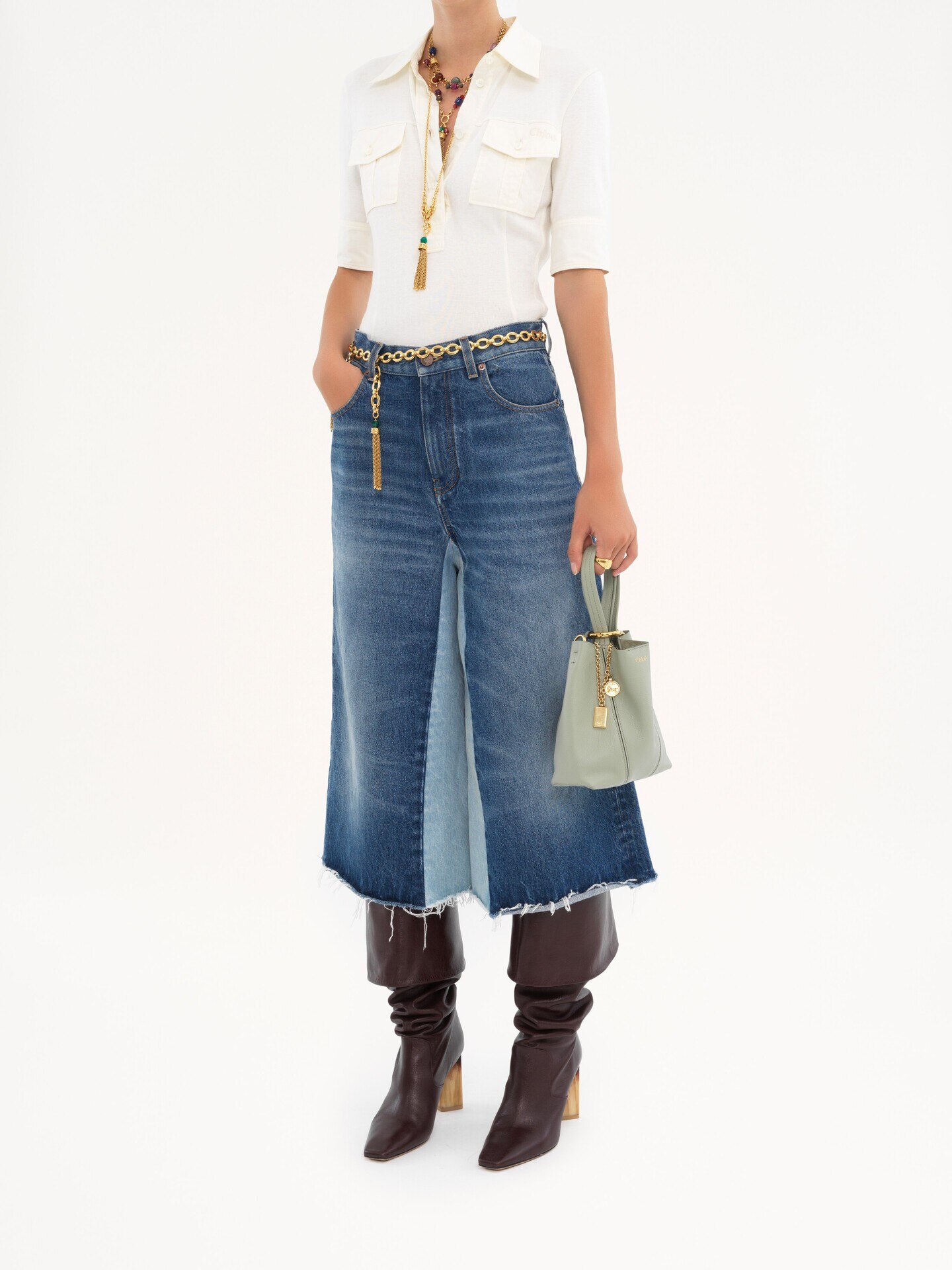 Small Chlo&eacute; Spin tote bag in grained leather - 7