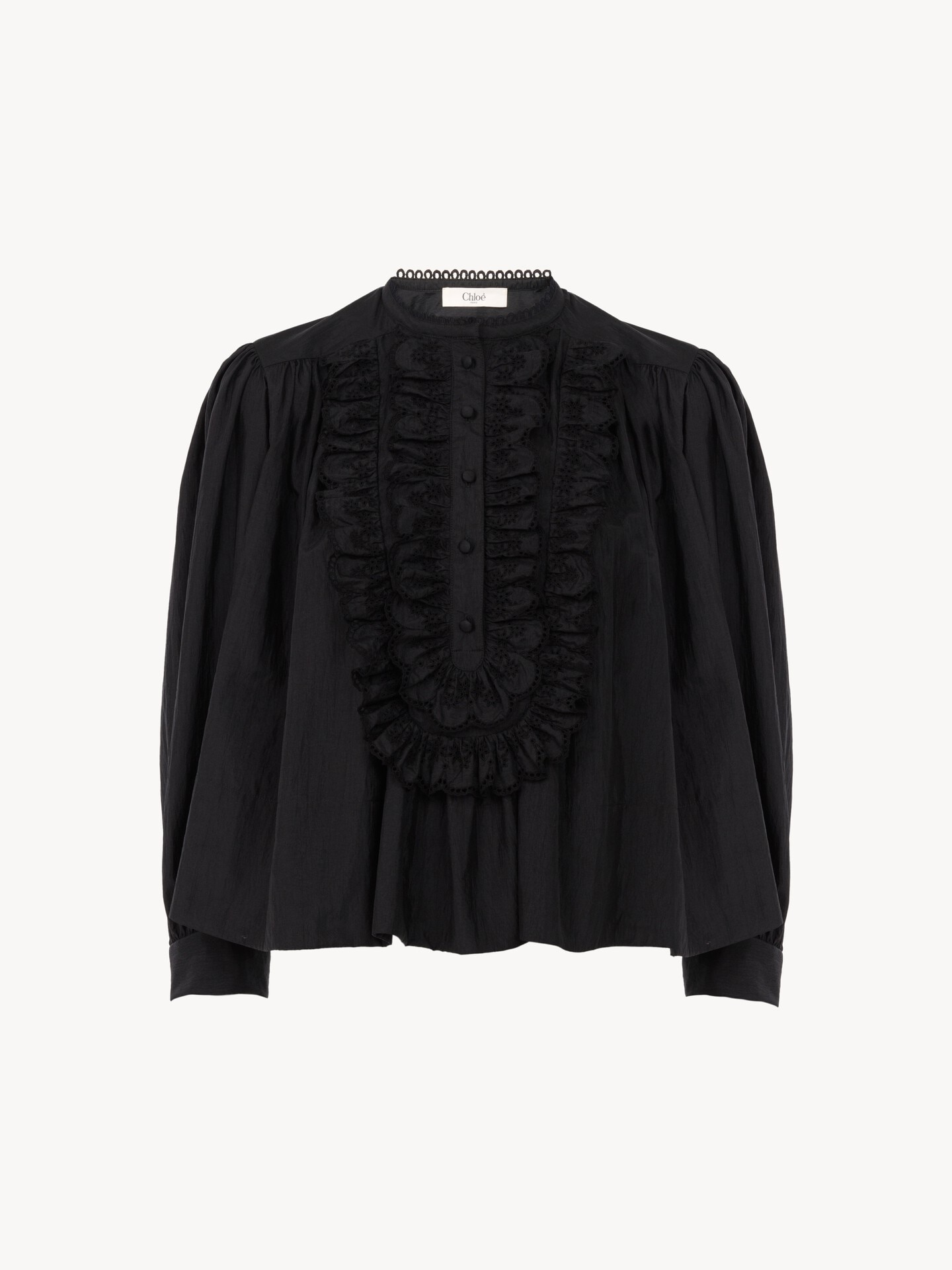 Gathered ruffle top in technical taffeta - 2