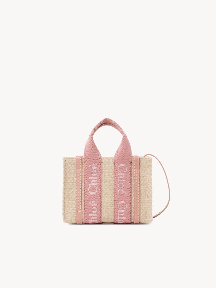 Mini Woody tote bag in linen - 2