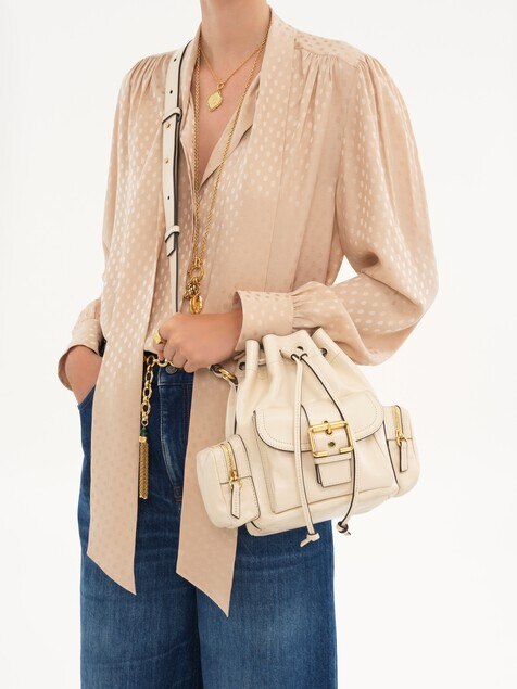 Camera Bucket bag in shiny leather