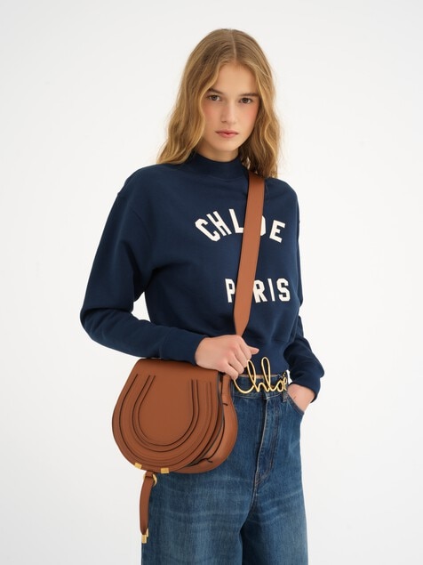Marcie saddle bag in grained leather