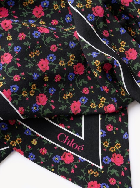 Pa&ntilde;uelo bandeau Chlo&eacute; Folk de crep&eacute; de seda