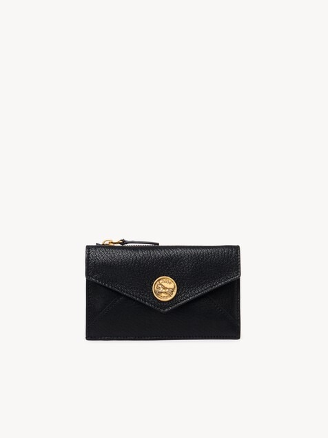 Small Envelope purse with card slots in grained leather