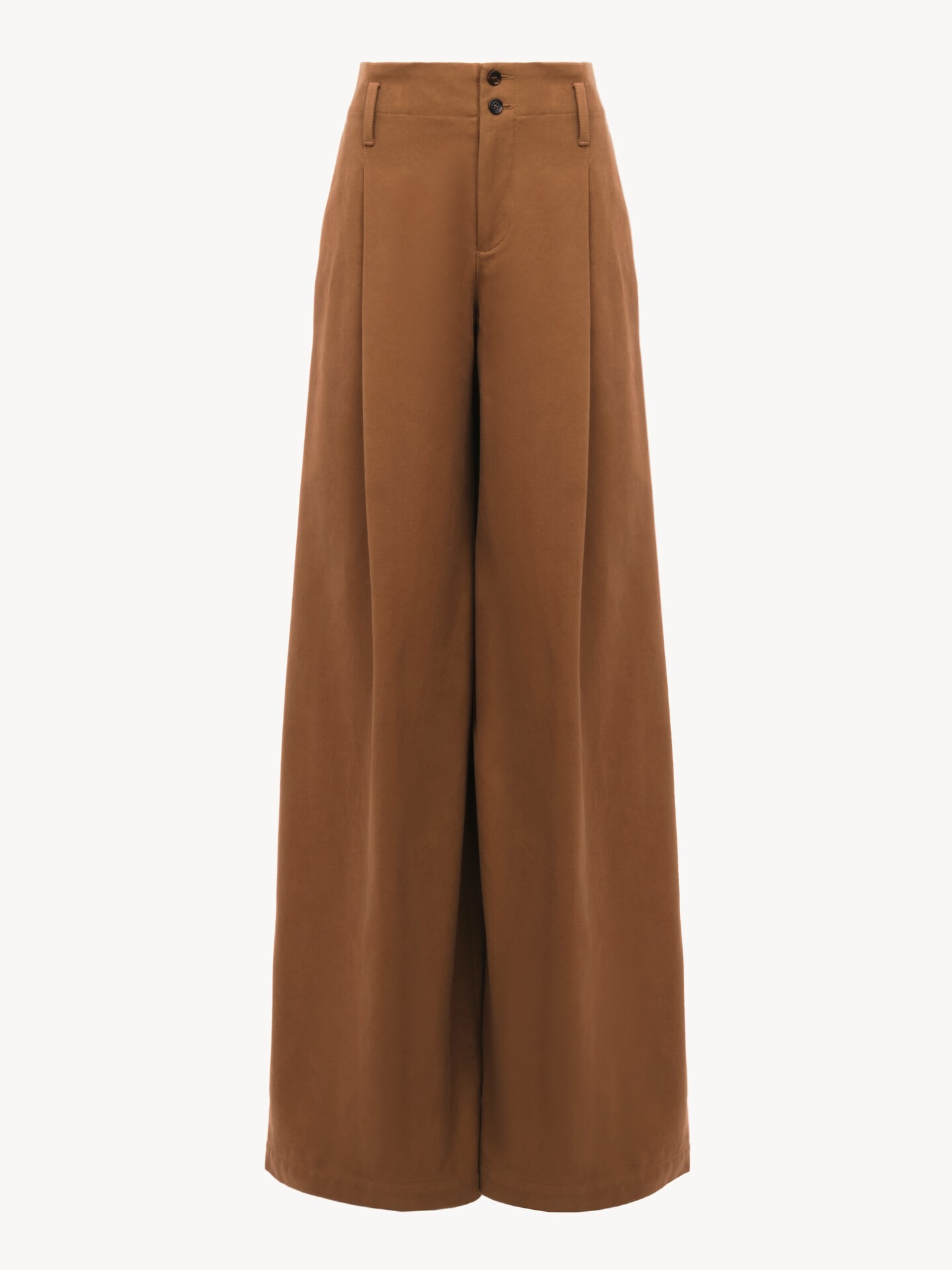 Pantalon taille haute large en toile de coton - 2