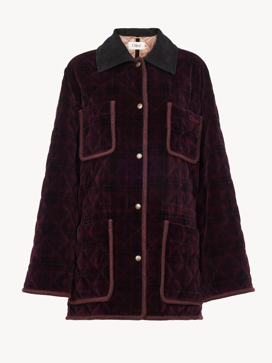 Padded short coat in check cotton - 2