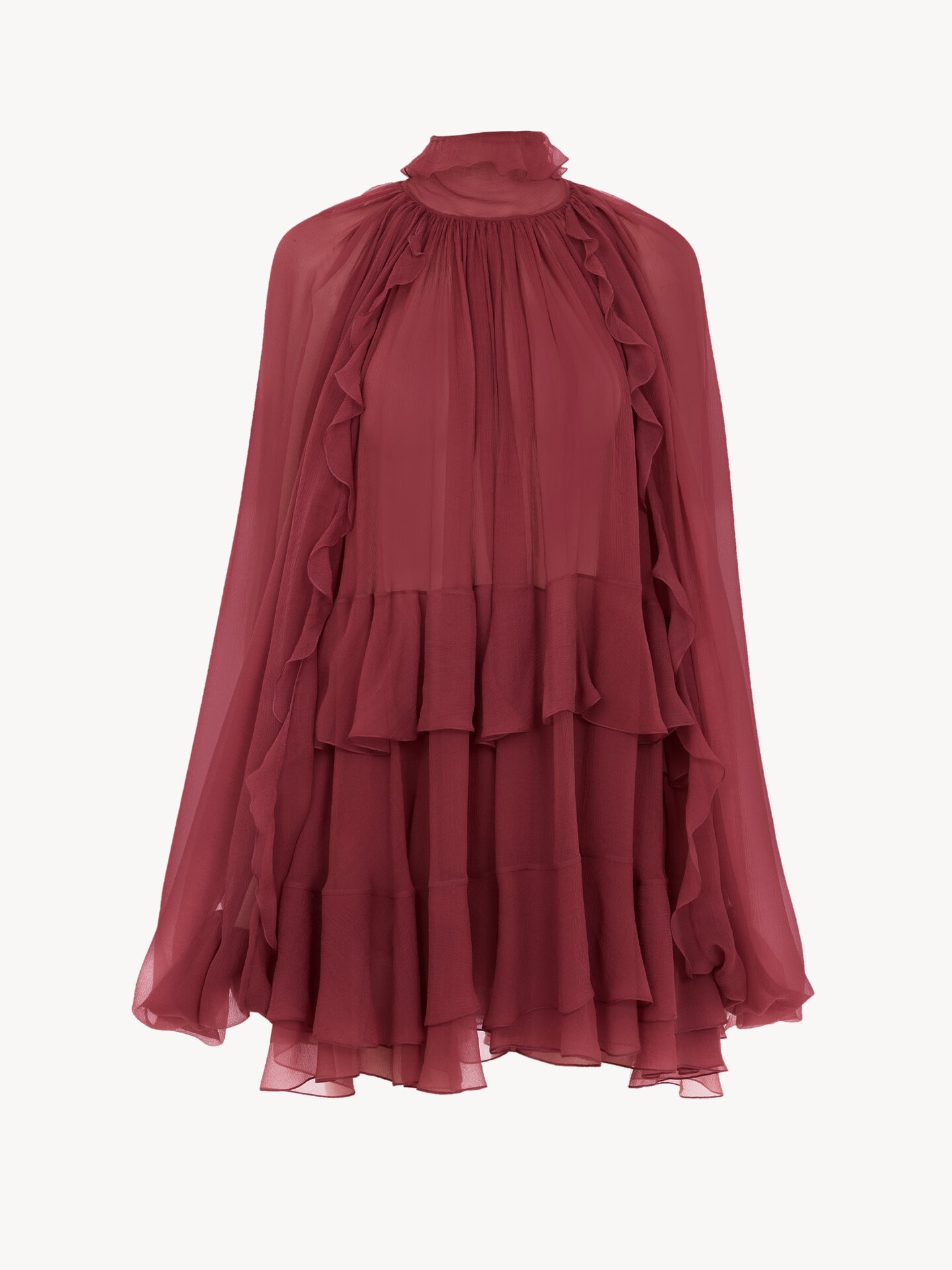 Minivestido capa de muselina de seda