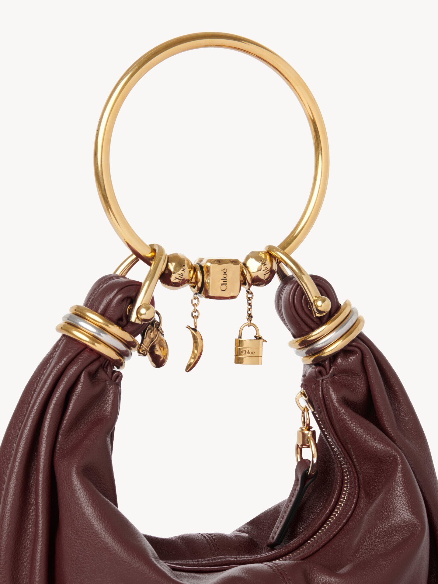 Bracelet Hobo bag piccola in pelle granata - 5.0