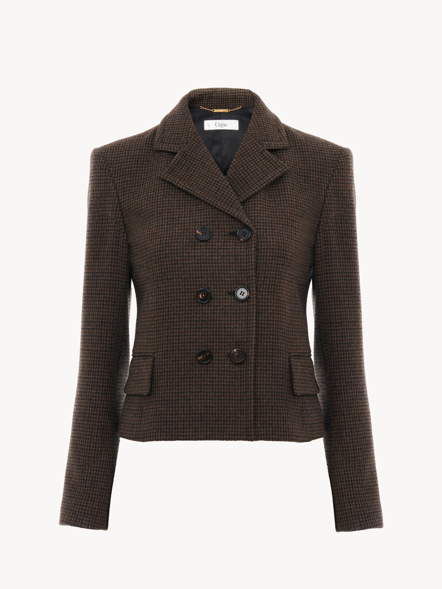 Double-breasted fitted jacket in houndstooth wool - 2