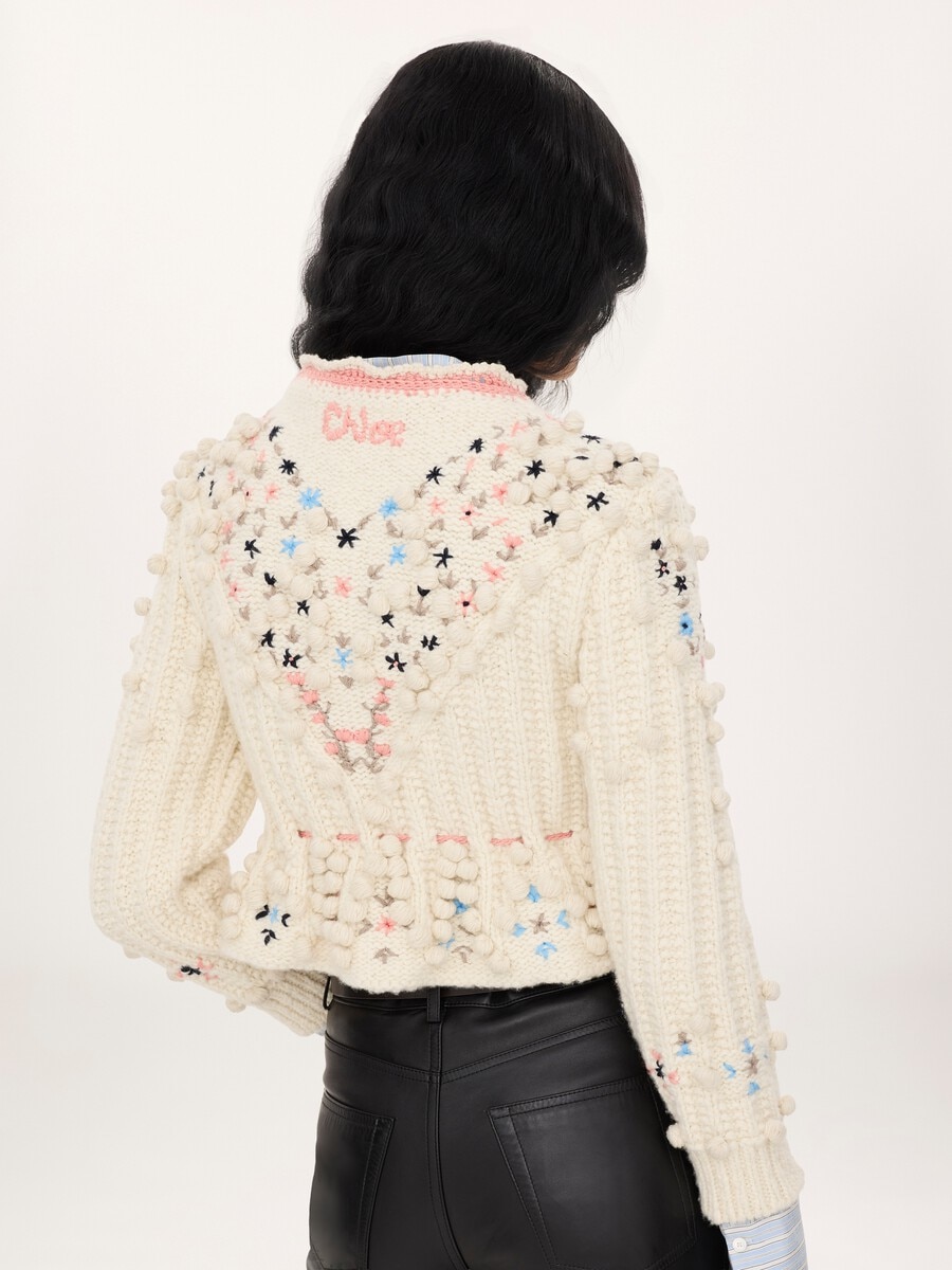 Cropped fitted cardigan in a wool knit - 5