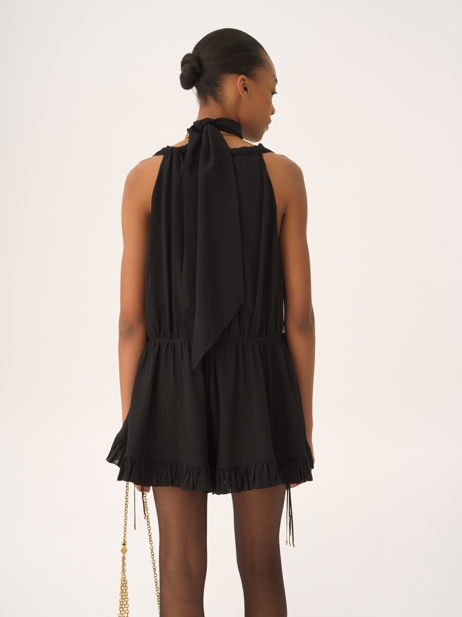 V-neck jumpsuit in silk georgette - 5