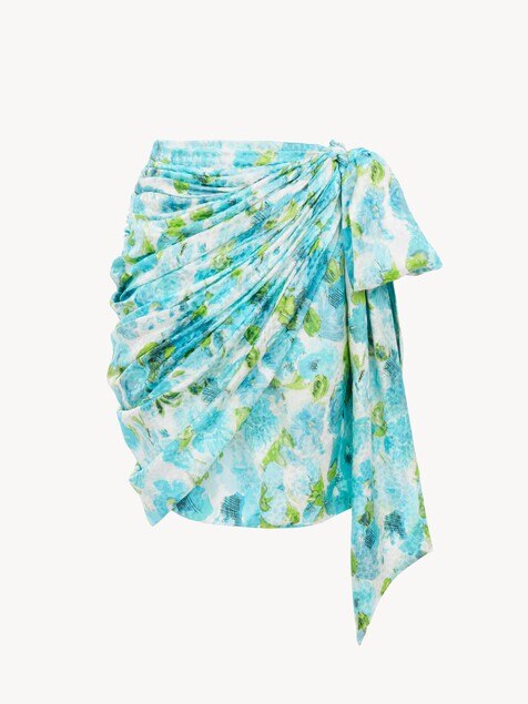 Jupe portefeuille courte en soie jacquard