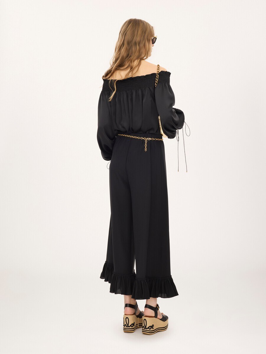 Off-the-shoulder top in washed silk satin - 6