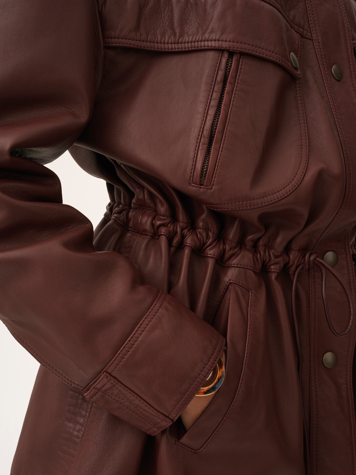 High-neck parka in leather - 7